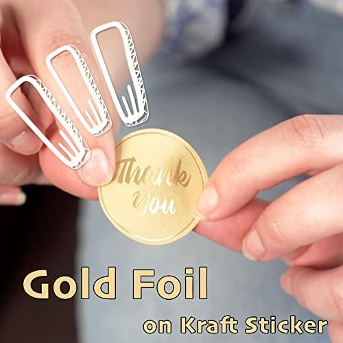 Ви благодариме Налепници - 500 Етикети Од Крафт Златна Фолија со 5 Уникатни Дизајни, Ролна Леплива Налепница од 1,5 инчи Во Удобна Кутија За