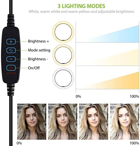 Светла Селфи Прстен Три-Боја Светлина Компатибилен Со Вашиот Samsung Galaxy Забелешка Работ 10 Инчи Со Далечински управувач За