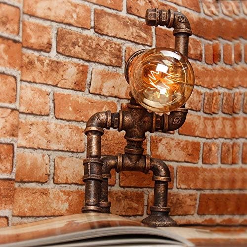 Yuanflq Американски индустриски стил железна маса ламба креативна вода цевка за роботи за декорација на облик табела светло