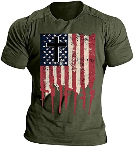 Руируилико машки патриотски кошули Америка знаме маица летни обични кратки ракави гроздобер графички отпечатоци од врвови