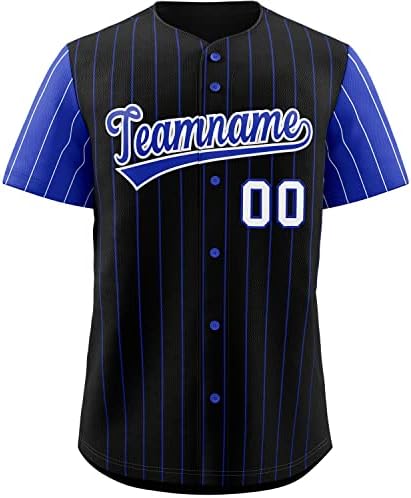 Прилагодено Pinstripe Бејзбол дрес за мажи жени деца, копче надолу кошули Персонализирано лого на бројот на името на тимот