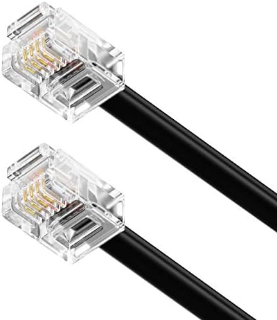 CABLE4U DELEYCON 10M Телефонски кабел RJ11 Модуларен кабел 6P4C Западниот кабел RJ11 на RJ11 конектор рамен кабел Телефонски приклучок за модем рутер факс ISDN DSL VDSL Интернет црн