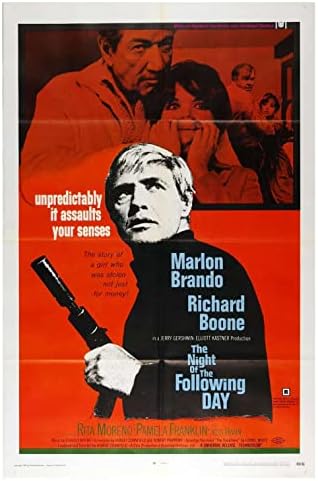 Ноќта на следниот ден 1969 година Филм Постер Марлон Брандо Ричард Бун оригинален гроздобер