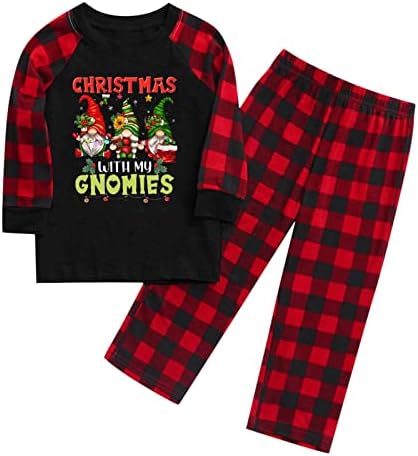 Деца Девојки Момчиња Семејство Божиќни пижами Дома Костими поставени Божиќни печати пижами карирани ракави црни празници пижами поставени