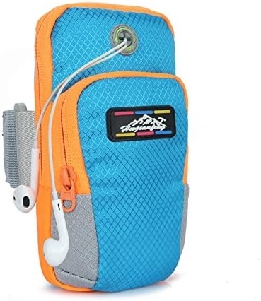 Sports Sports Armband, сина трчање пакет со двојни џебови Дишев водоотпорна торба за рака со дупка за слушалки за паметен телефон и MP3