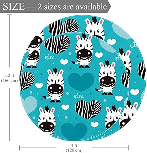 Llnsupply 5 ft круг килим за игра со низок куп, Zebras Heart Blue Baby Chawling Dish Mats Game Play Blanket Kid Child Детска тепих Племамат Активност