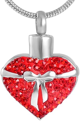 Дотујарг Црвено Кристално Срце Со Свилена Лента Накит За Приврзоци За Приврзоци За Човечки/Домашни Миленици Држач За Пепел
