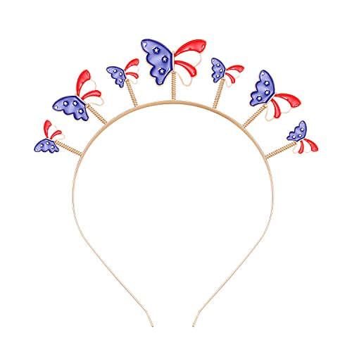 4 јули Ленти За Глава Патриотски Обрач За Коса Американски Емајлиран Емајл Балон Пеперутка Сад Ѕвезда Лента За Коса Денот На
