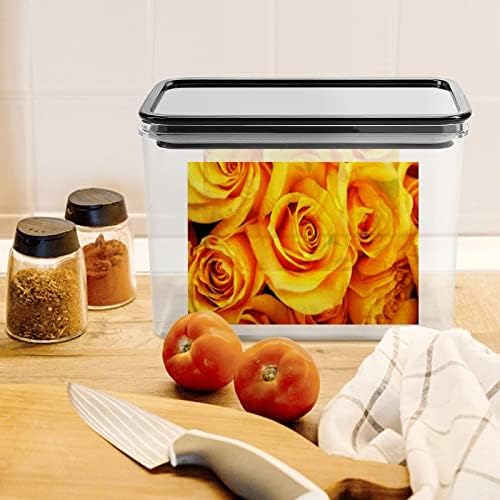 Жолта Роза Пластична Кутија За Складирање Контејнери За Складирање Храна Со Капаци Тегла Со Ориз Запечатена Кофа За Организација На Кујната