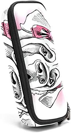 Свети Бернард во розова лента за глава 84x55in кожен молив со молив, торба со пенкало со двоен патенти торбички за чување торби