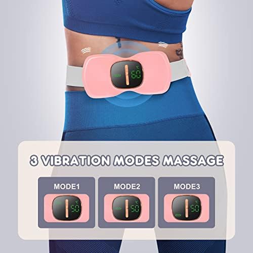 Фернида менструална подлога за греење за грчеви, загреана масажа - розова преносна рампа за греење безжични за женски девојки Подарок