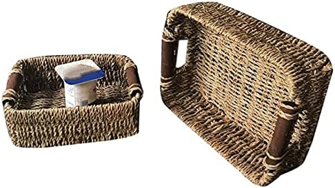 Енкус ткаена корпа за морска вода со рачки мали плетени корпи за складирање рачно изработени организатор за декор за бања од 2 -