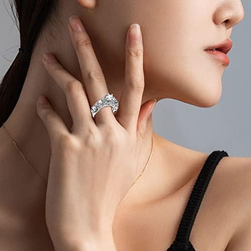 2023 Нов зачудувачки двојно слој накит луксузен моден брилијантен циркон прстен постави накит женски свадбен ангажман двојка прстен