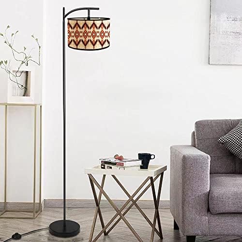 Данџои ратан под подната ламба уникатна шема, модерна подна ламба со бамбус сенка, високи ламби за дневна соба спална соба за трпезарија, кујна,