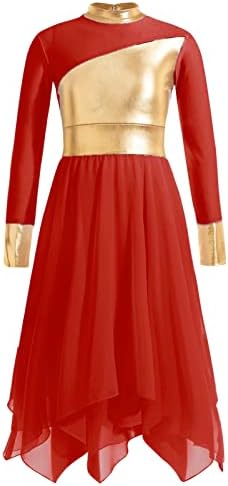 Девојки девојки лирски пофалби танцувачки фустан со долг ракав латургика литургиско обожавање костум за танцување облека за танцување