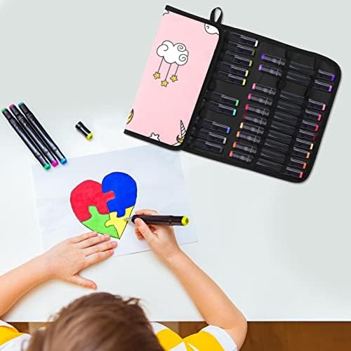 Кутија со моливи на геерот, торбичка за моливи, кутија за пенкало, торбичка за пенкало, мала торбичка за моливи, лесна розова шема на еднорог животно