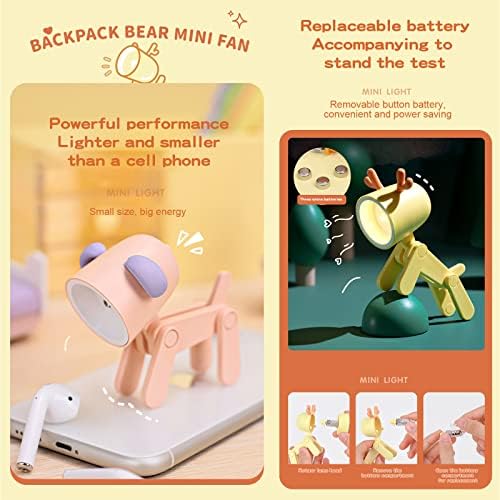 Renxr Mini Night Light за деца, креативни кучиња LED LED светлосни преносни слатки животински ламби за девојче момче деца спална соба расадник,