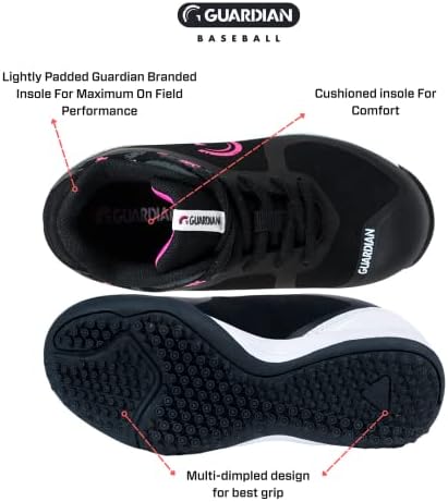 Гардијан Болт Младински чевли за бејзбол трева - бејзбол се распрснува за момчиња и девојчиња чевли со мекобол - лесна - поддршка