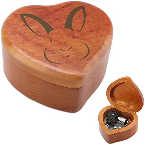 Дебела зајак дрвена музичка кутија ветровито во облик на срцеви музички кутии случај за роденден на годишнината од в Valentубените