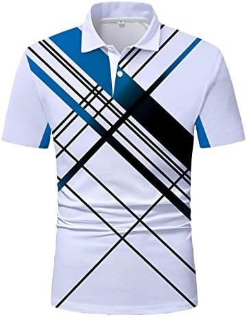 XXBR машки голф поло маички, летни ленти за печатење на летни врвови за печатење кратки ракави тенок вклопувачки случајно копче со тениска кошула