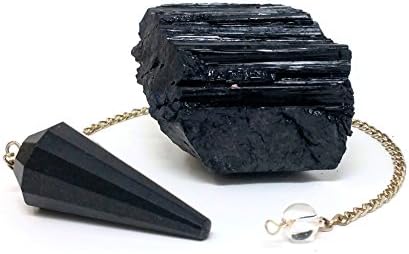 луѓе кристали црна турмалин сурова кристал и нишало комплет од Австралија/Вклучува торбичка за подароци и водич за чакра/боемска медитација