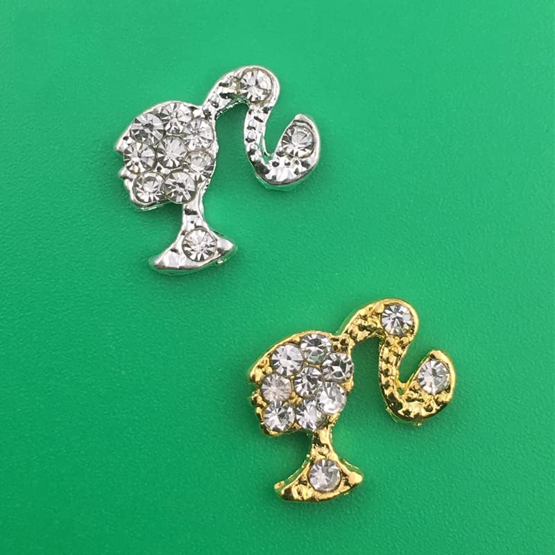 10 парчиња за нокти за снабдување злато и сребро убави девојки круни луксузни rhinestones kawaii charms diy скапоцен камен уметнички украси