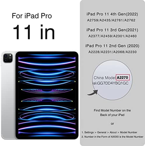 Магнетски случај за iPad Pro 11 инч 4/3 -та/2 -та генерација, тенок паметен фолио, куќиште на лесен трифолд, автоматско спиење/будење,
