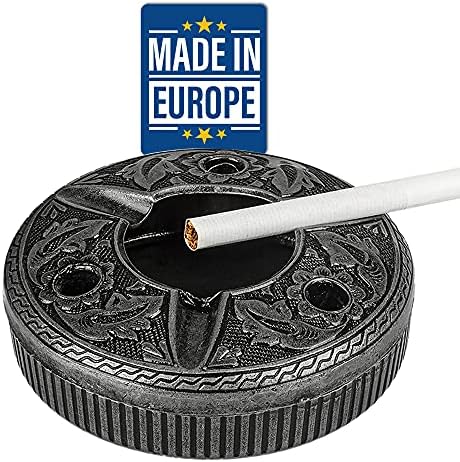 Кристалија Декоративна пепелник за цигари, тркалезен метален држач за цигари за таблети внатрешен двор затворен, симпатична занаетчиска автентична