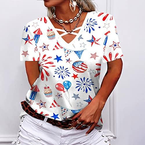 4 јули Американско Знаме Летни Кошули Со Кратки Ракави За Жени Врвови Летни Блузи За Жени Деловна Секојдневна Кошула