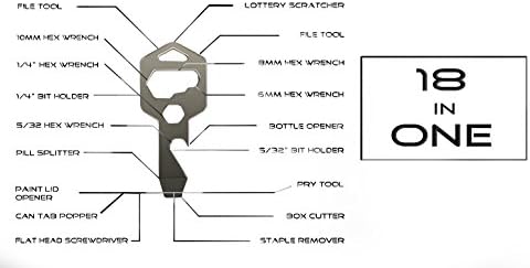 Handykee Multi -Tool Keychain титаниум - тактичка опрема за опстанок во форма на клуч - 10 + алатки во 1: отворач на шишиња,