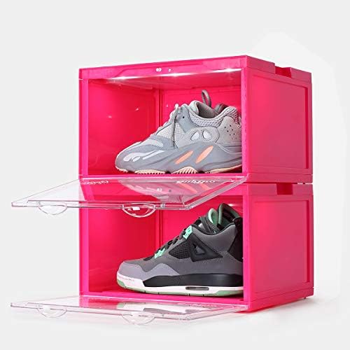 Crate Crate Crate Supbro LED - Гласовна контрола - кутија за лесни за складирање на чевли, складирање на чевли со чиста пластична врата