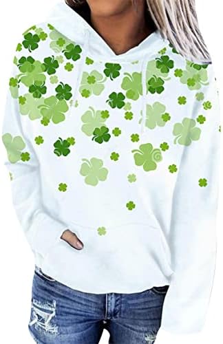 Tyqquените на Tyqquените на денот на Свети Патрик, лежерна долга ракав Худи ирски Шамрок, печатено лабава маичка