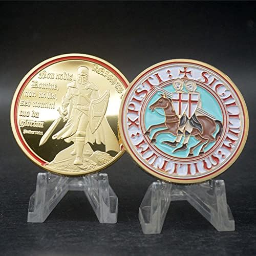 Витези Темплар крстоносци предизвикуваат монети злато-позлатени христијани среќни монети