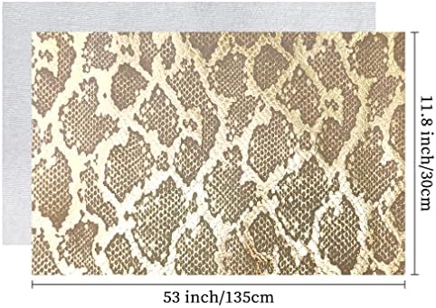 Метална змиска кожа пува 30x135cm слава боја врежана жито кожна ткаенина за чевли торбички за половината, изработка на појас, темно злато