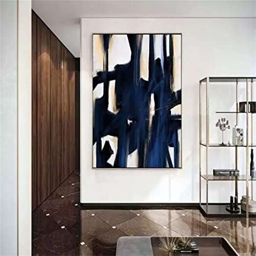 Zjhyxyh Голема рака насликана црно -бела апстрактна пејзаж масло сликарство домашно украсување на уметнички дела