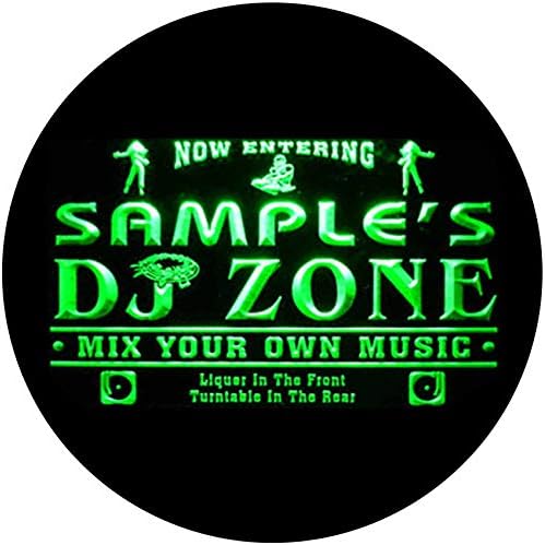 Име Персонализирана сопствена диџеј зона Музика за поткопано диско-бар пиво неонски знак зелена 16x12 инчи ST4S43-QH-TM-G