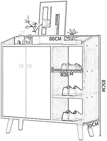 Zeelyde Rack за чевли, отворено складирање со дрвени дрвени нозе во изобилство на полици шкафче за чевли за чевли за дневна соба ходник спална