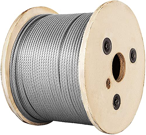 Honyta 200ft 1/4 304 кабел од не'рѓосувачки челик, градежништво 7 x 19 жици, морско одделение од жица јаже, за железница, палуба, DIY balustrade