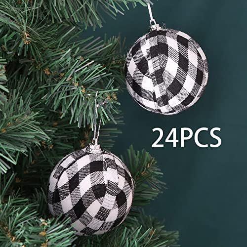 Орнаменти на топки за божиќни решетки, украси за топка, топки за украси за украси на ткаенини, украдени топки, црна, црна, 7 см / 2,8 инчи