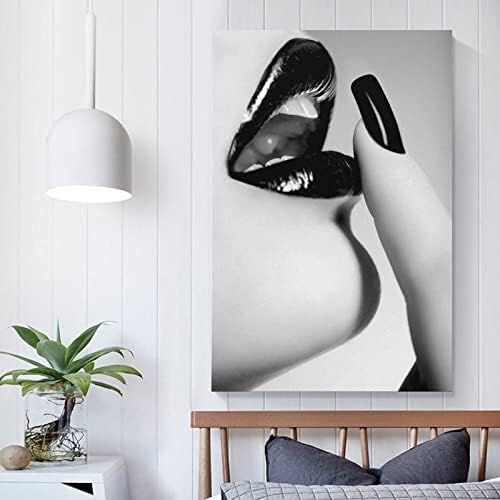 Томарт црно-бел моден постер платно сликарство декоративни секси усни уметнички естетски постер за печатење платно сликарство wallидна