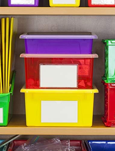 Поддршка за големина на буква Storex-Организатор Бин со капакот што не е SNAP за училница, канцеларија и дома, разновидни бои, 5-пакувања