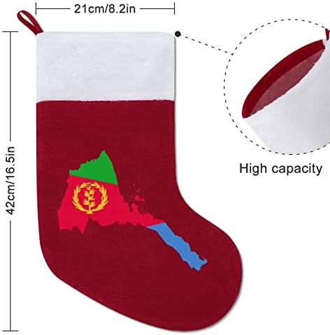 Мапа на знамето на Еритреја Божиќни чорапи порибување на Божиќни дрво санта украси што висат украси за одмори од камин 16,5 “