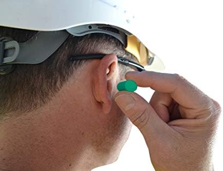 Безбедносни работи 10059484 Проширувачки приклучоци за ушни уши во контра-дисплеј, 100-пар, зелена боја