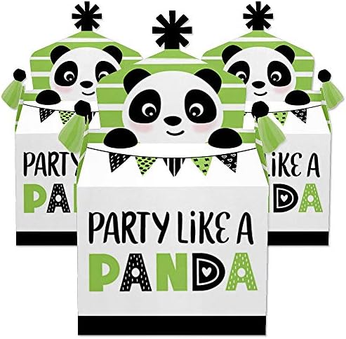 Голема точка на забава за среќа како мечка за панда - третирајте ги забавите на кутијата - бебешки туш или роденденска забава Гуди Гејбл кутии - сет од 12