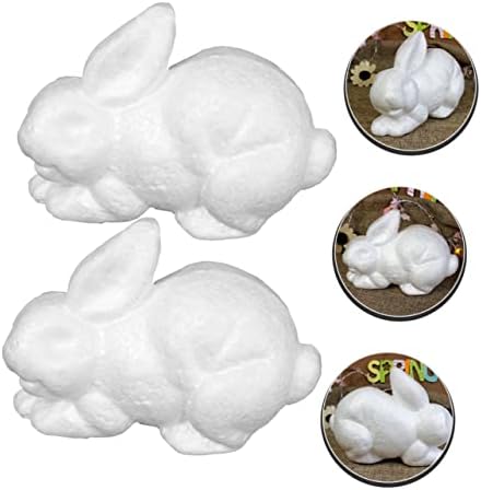 Абаодам 6 парчиња бел ембрион зајак за природни играчки за деца за природни украси десктоп украс занаетчиски конуси конуси топки пени занает