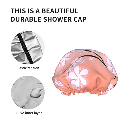 Womenените што можат да се користат затегнати капа за коса, азиски розов цвет Јапонија двојни слоеви водоотпорна капа за бања за туширање