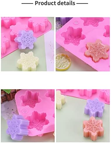 6-парчиња различни обрасци Божиќна декорација 3Д снегулка во форма на силиконска торта за пециво за печење DIY рачно изработени