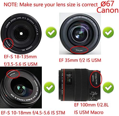 Компанија за капаче на леќи од 67мм компатибилен за Canon 90D 77D T8i комплет EF-S 18-135mm леќи, за Nikon D850 D780 комплет 16-85mm леќи, леќи од 18-105мм.
