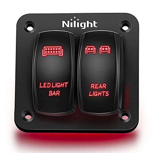 Nilight 2 Gang Rocker Switch Panel LED светлосен лента прекинувач за задните светла прекинувач 12 24V DC црвени прекинувачи 5pin