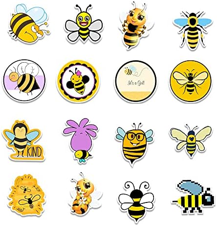 Налепници за пчели од 50 парчиња мед пчели декорации за деца, симпатични налепници за животни за декорација водоотпорни винилни